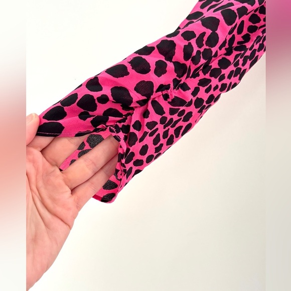 Rixo Kyla Dress Size Medium Silk Leopard Print Pink Cocktail Dress Mini - Picture 6 of 13
